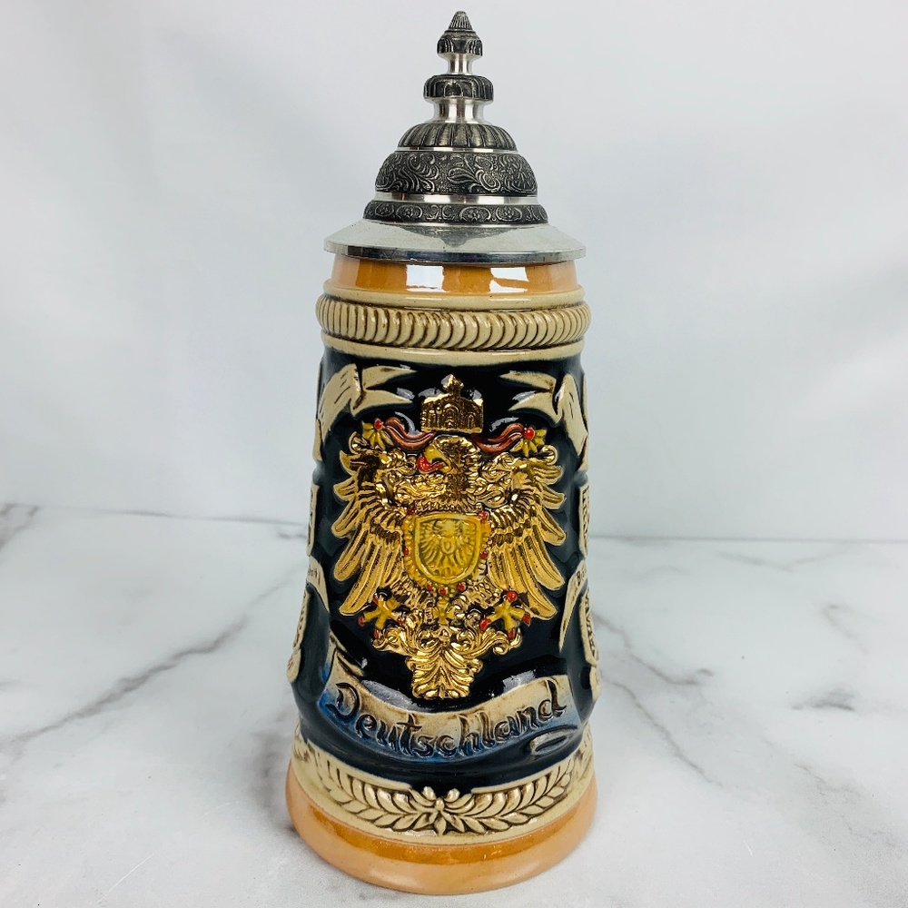 Zoller & Born Deutschland Crest Pewter Beer Stein